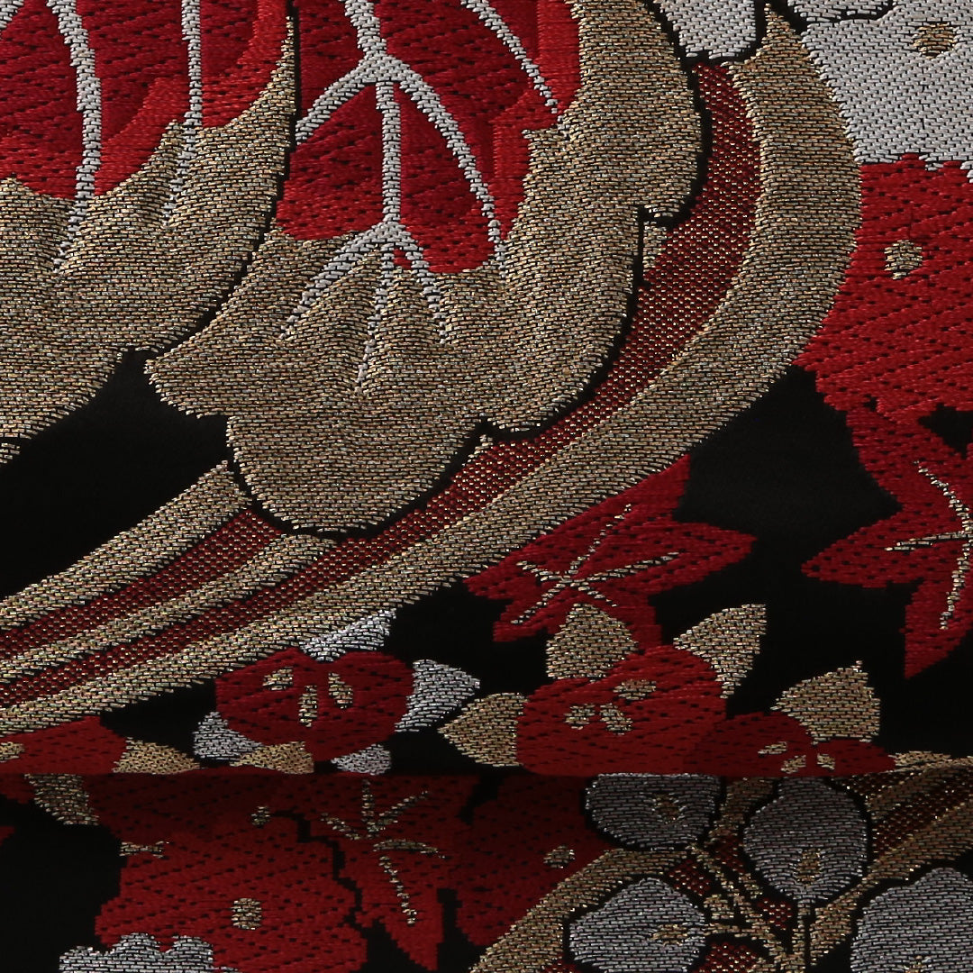 袋帯 帯丈404cm フォーマル 六通 Sランク 正絹 流水 桐 黒系 金系 1223-01895