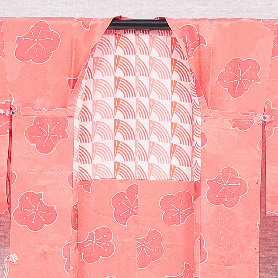 道行コート 袷 身丈87cm 裄丈64cm 正絹 Sランク Mサイズ セミフォーマル ポケットあり 梅 ピンク系 1263-16864