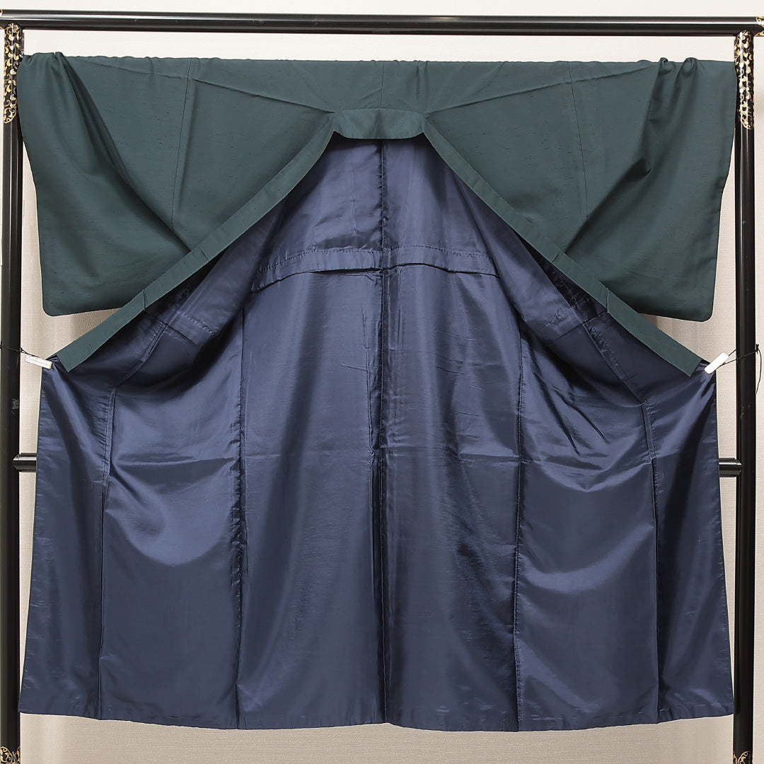 洗える着物 男着物 袷 身丈138cm 裄丈73cm ポリエステル Sランク カジュアル 棒衿 Sサイズ 無地 紺系 RP 1224-16884