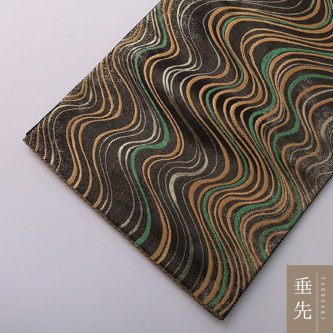 袋帯 帯丈442cm フォーマル 六通 Sランク 正絹 流水 金系 1223-01985