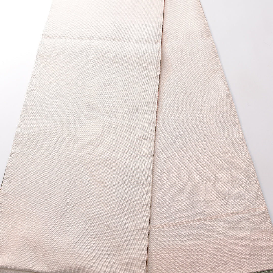袋帯（紬） 帯丈442cm 正絹 六通 帯芯なし カジュアル 青海波 ピンク系 1243-02157