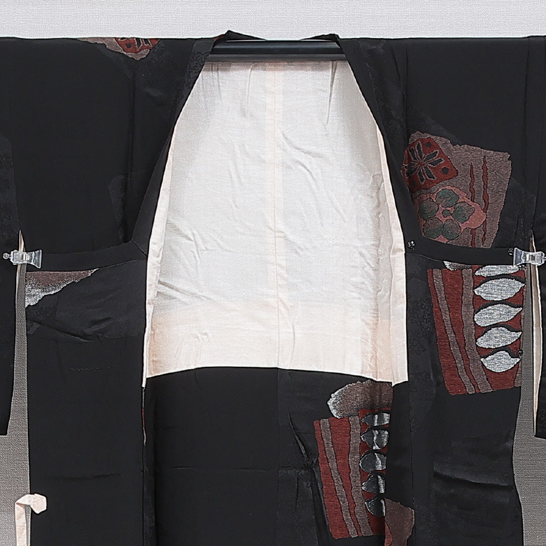 アンティーク 羽織 袷 身丈91cm 裄丈64cm 正絹 Aランク Mサイズ 創作柄 黒系 RP 1232-16146
