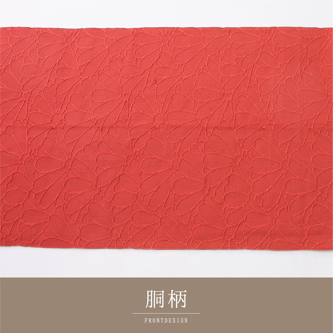 八寸名古屋帯 Sランク 帯丈353cm 正絹 全通 松葉仕立て 織り カジュアル 菊 赤系 RP 1245-04046