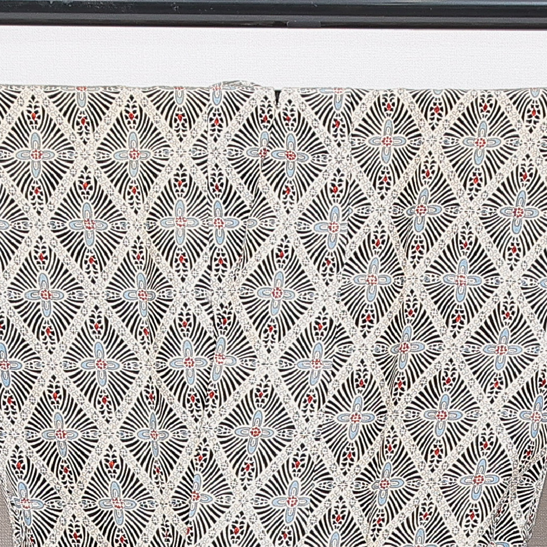 道中着 袷 身丈81cm 裄丈67cm 正絹 Sランク カジュアル Mサイズ 菱 レトロ 可愛らしい クリーム系 HP 1236-16822