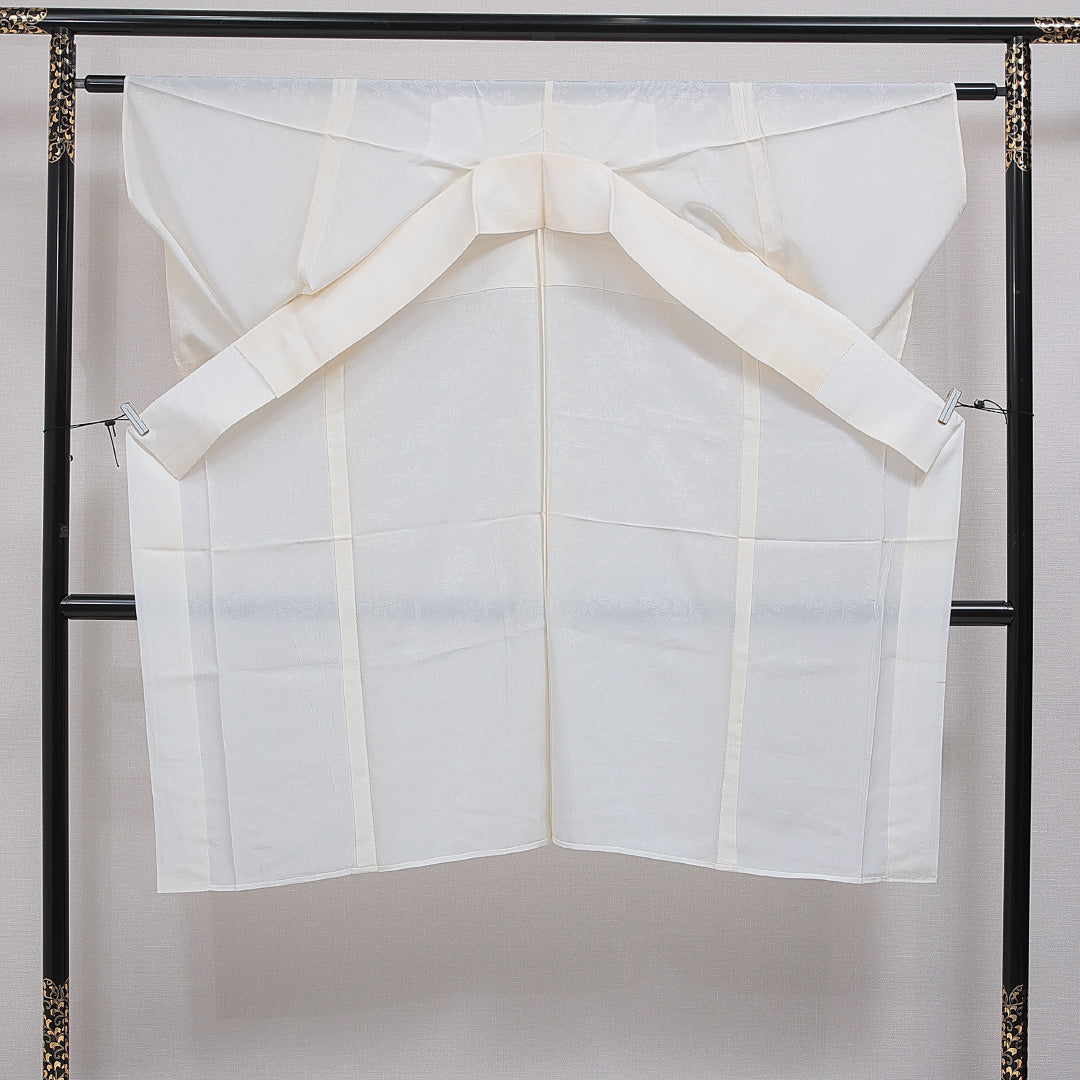 長襦袢 単衣 身丈129cm 裄丈62cm 正絹 Sランク Lサイズ 萩 白系 RP 1239-16584