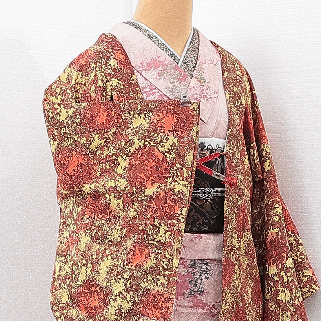 羽織 袷 身丈76cm 裄丈61cm 正絹 Sランク カジュアル Sサイズ 紐あり 創作柄 多色系 RP 1232-15272