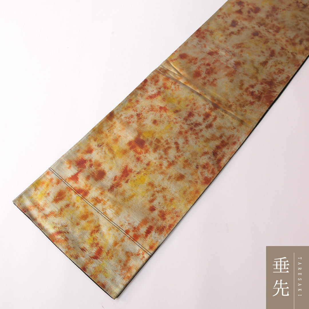 袋帯 帯丈408cm 正絹 六通 インフォーマル 抽象柄 金系 1243-01763