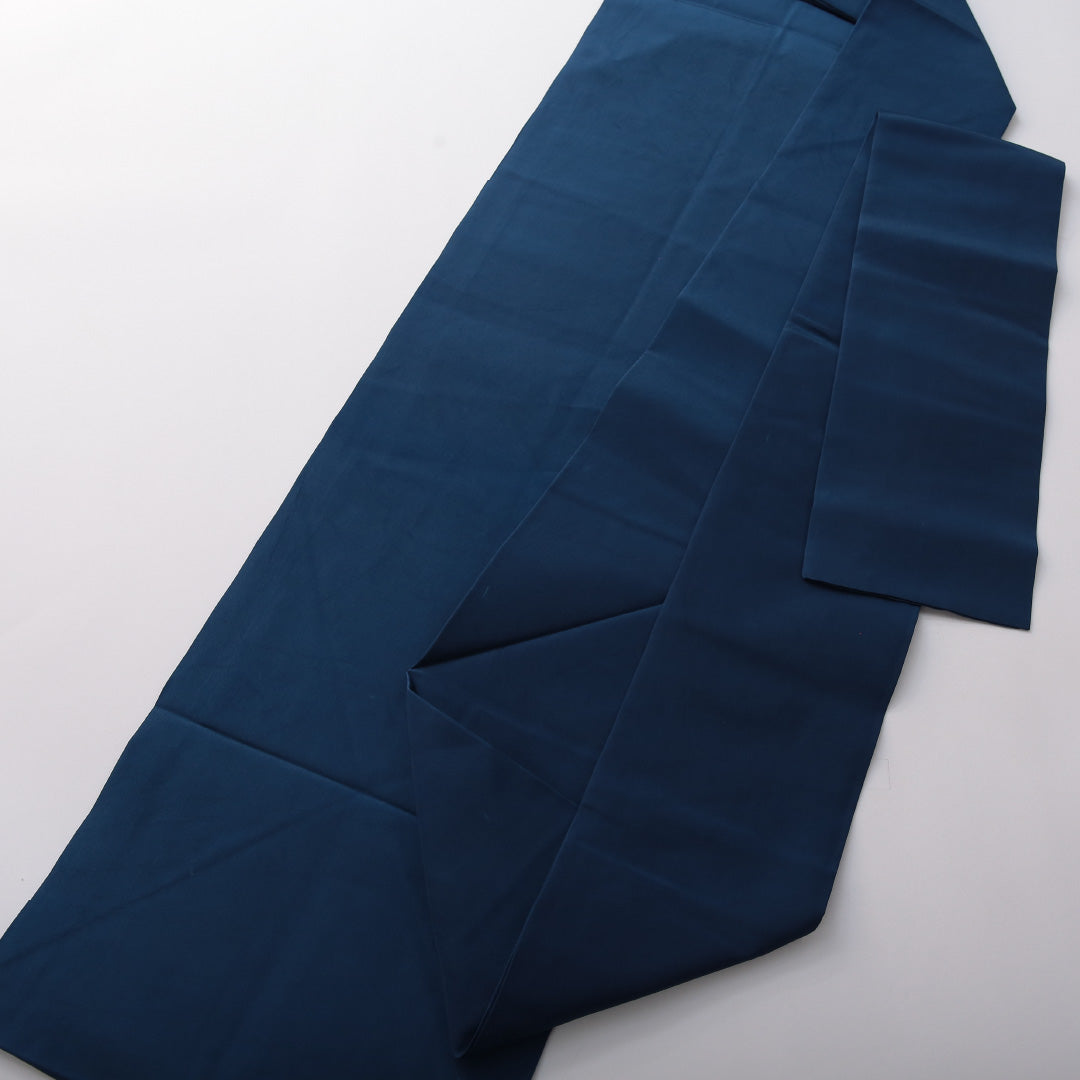 九寸名古屋帯 帯丈341cm カジュアル 名古屋仕立て 全通 Cランク 正絹 無地 青系 1224-03580