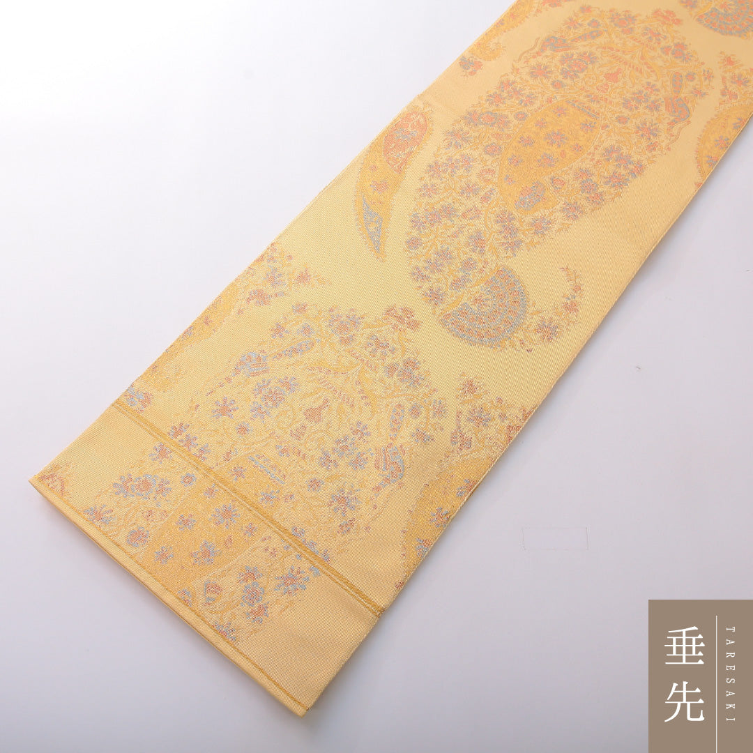 袋帯 帯丈440cm 正絹 全通 セミフォーマル ペイズリー 壺 黄系 1243-02107