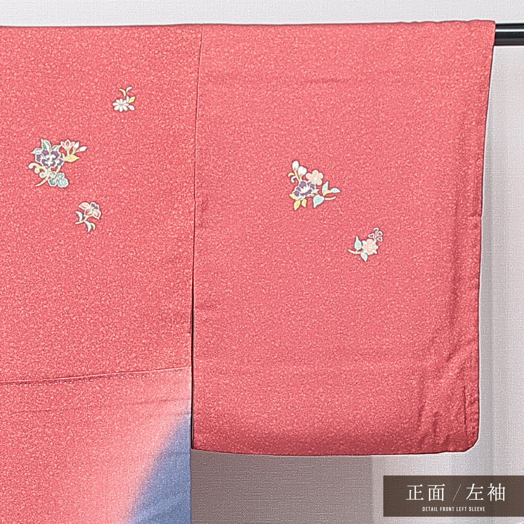 訪問着 袷 身丈169cm 裄丈64cm 正絹 Sランク セミフォーマル 広衿 XLサイズ 金駒刺繍 唐華 古典的 華やか 多色系 M4 1217-15096