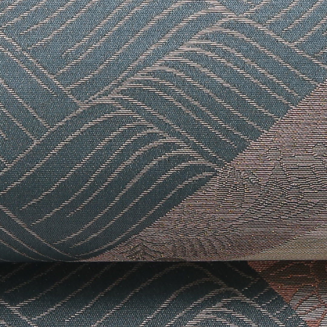 袋帯 帯丈436cm フォーマル 六通 Sランク 正絹 創作柄 青系 1223-02070