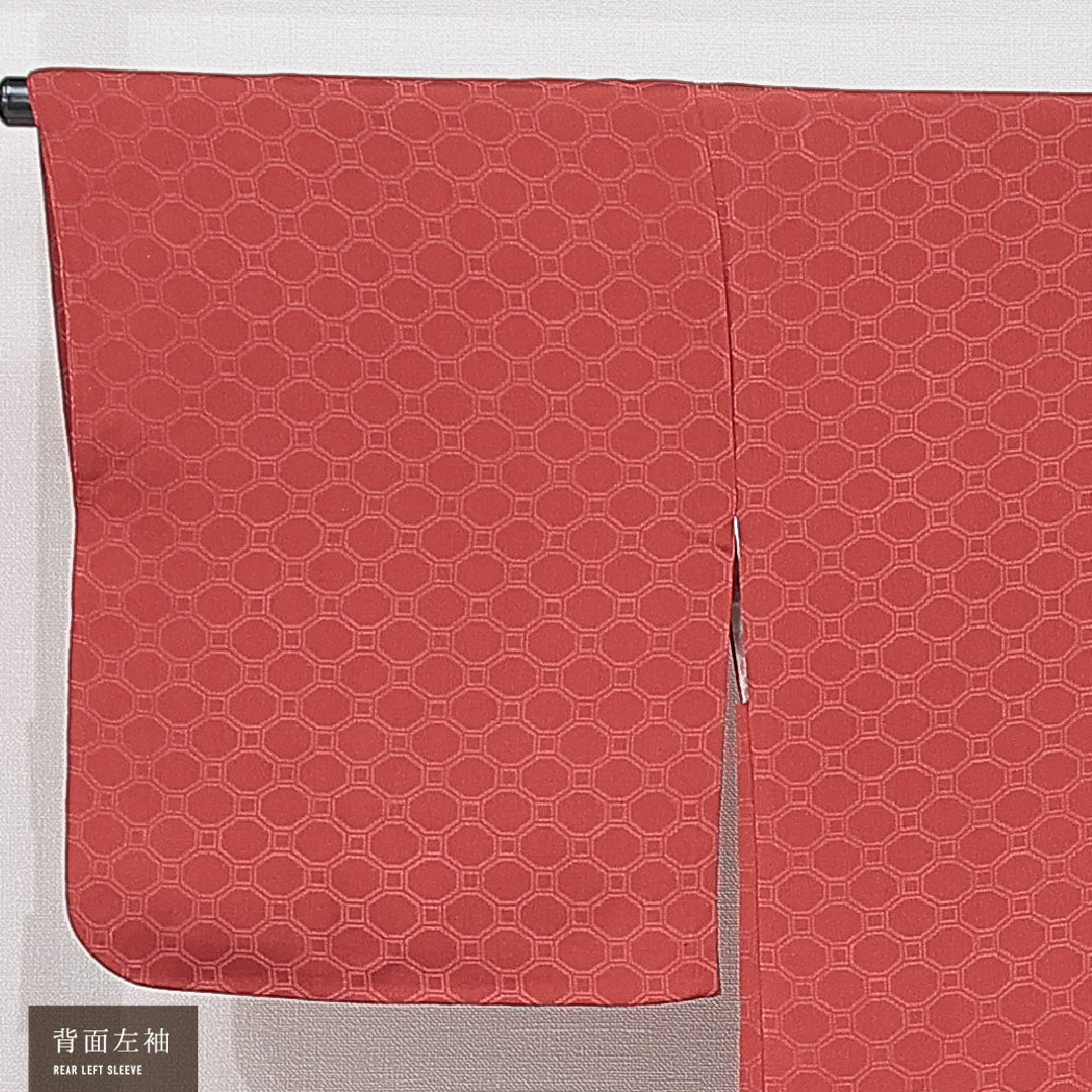 羽織 袷 身丈79cm 裄丈64cm 正絹 Aランク 紋意匠 (蜀江) カジュアル Mサイズ 茶系 HP 1232-15325