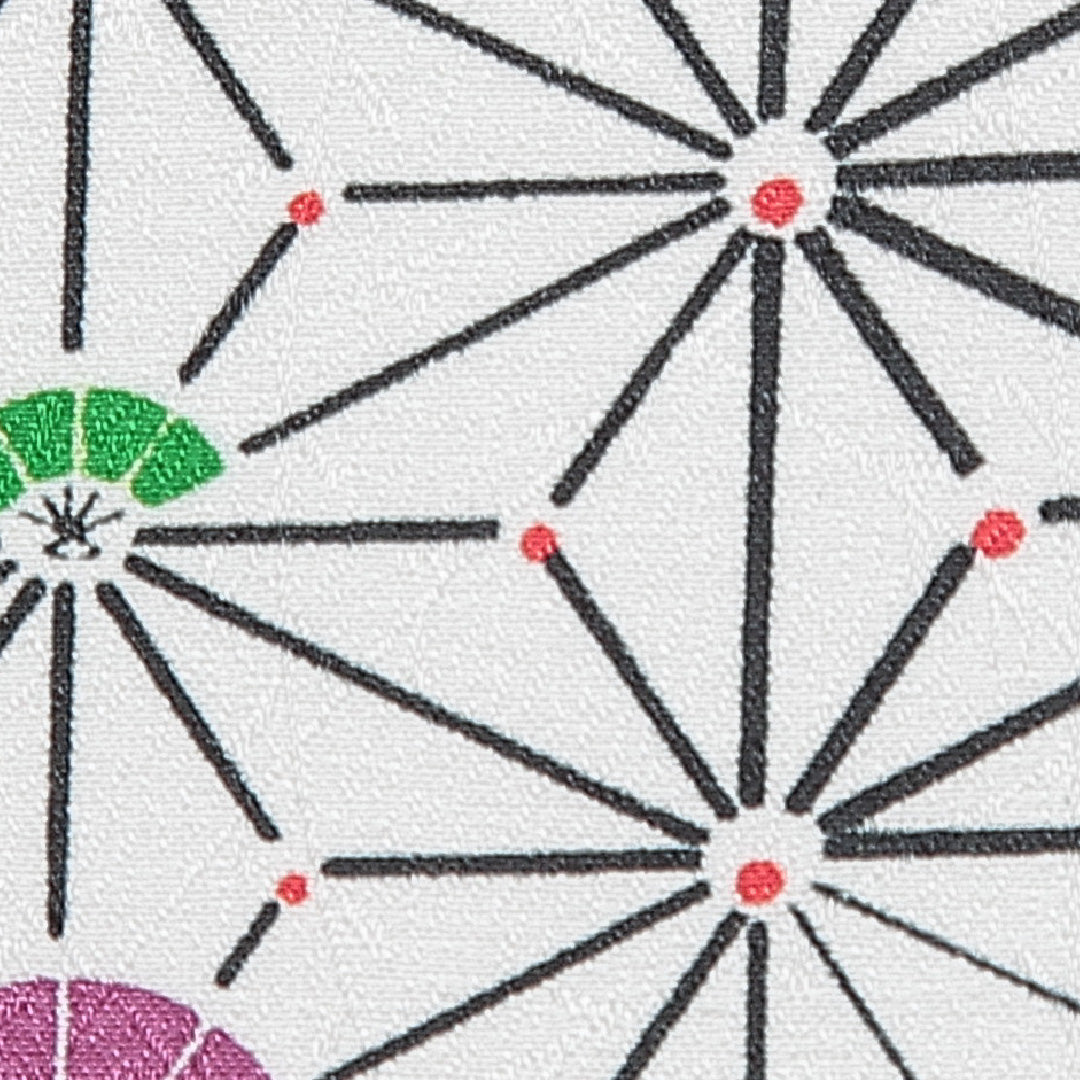 小紋 洗える着物 袷 身丈162cm 裄丈63cm ポリエステル Bランク Lサイズ 広衿 インフォーマル 麻の葉 白系 1215-15798