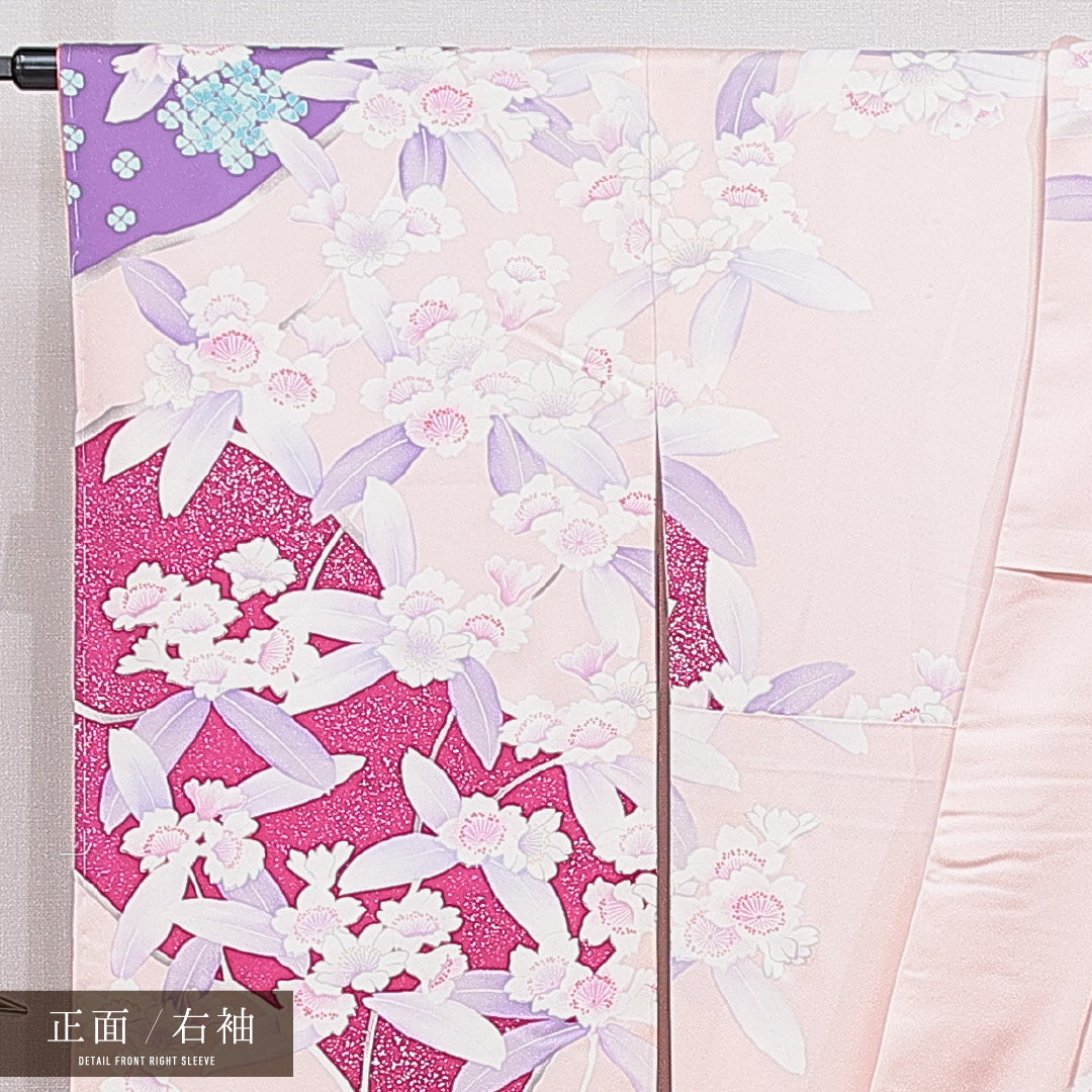 振袖 袷 身丈163cm 裄丈65cm フォーマル Aランク Lサイズ 正絹 広衿 桜 1213-F0731