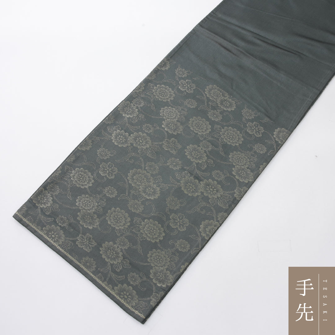 袋帯 帯丈420cm セミフォーマル 六通 帯芯なし Aランク 正絹 唐菊 緑系 1223-02248