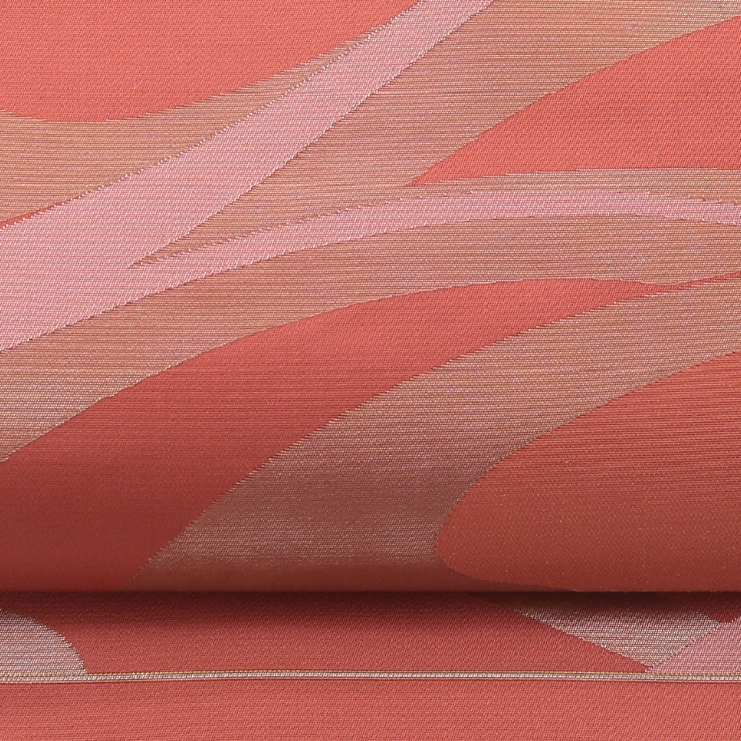袋帯 帯丈436cm 正絹 六通 帯芯なし セミフォーマル 綴れ織 創作柄 ピンク系 1243-02199