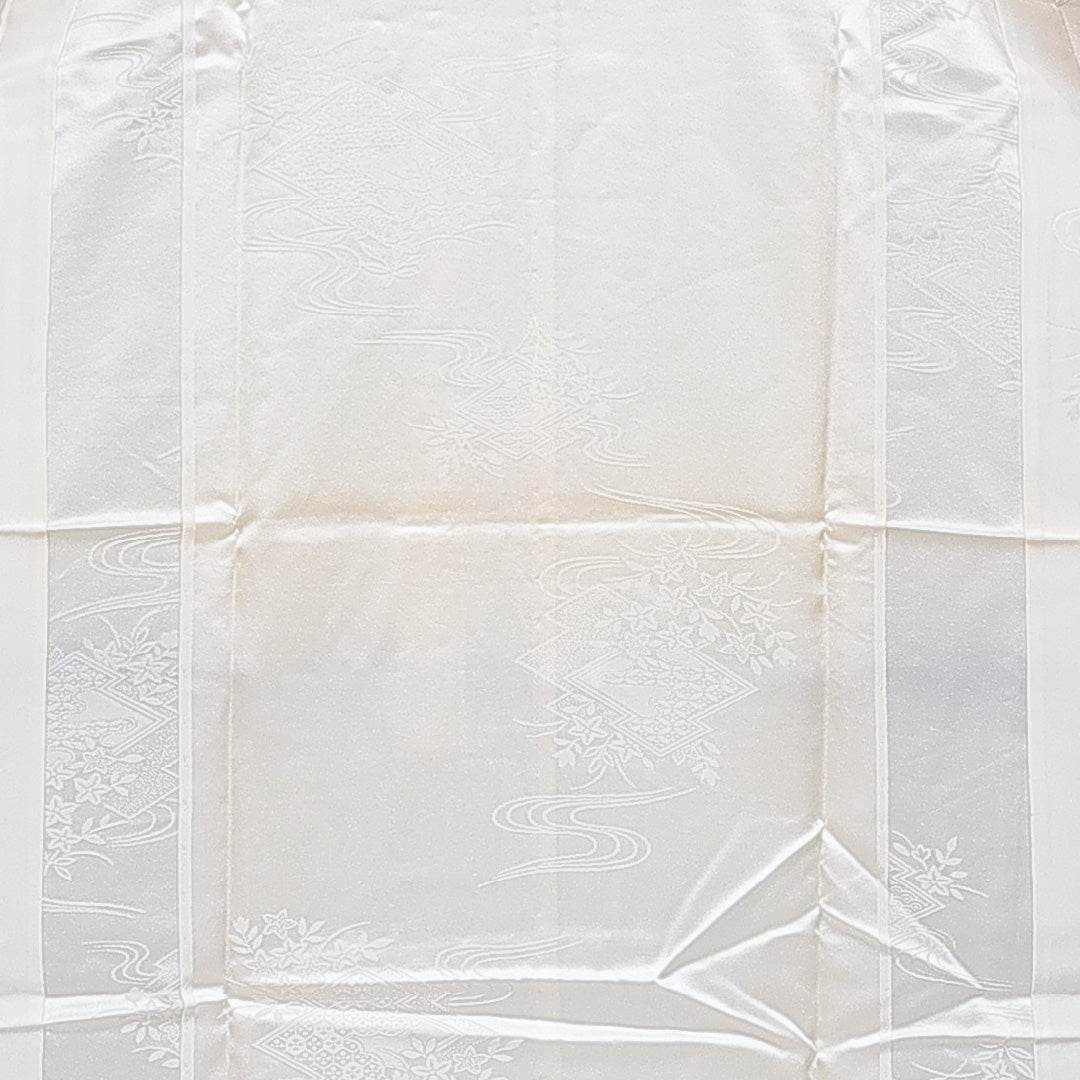 長襦袢 無双袖 身丈125cm 裄丈65cm 正絹 Cランク Mサイズ 古典柄 クリーム系 1229-16709