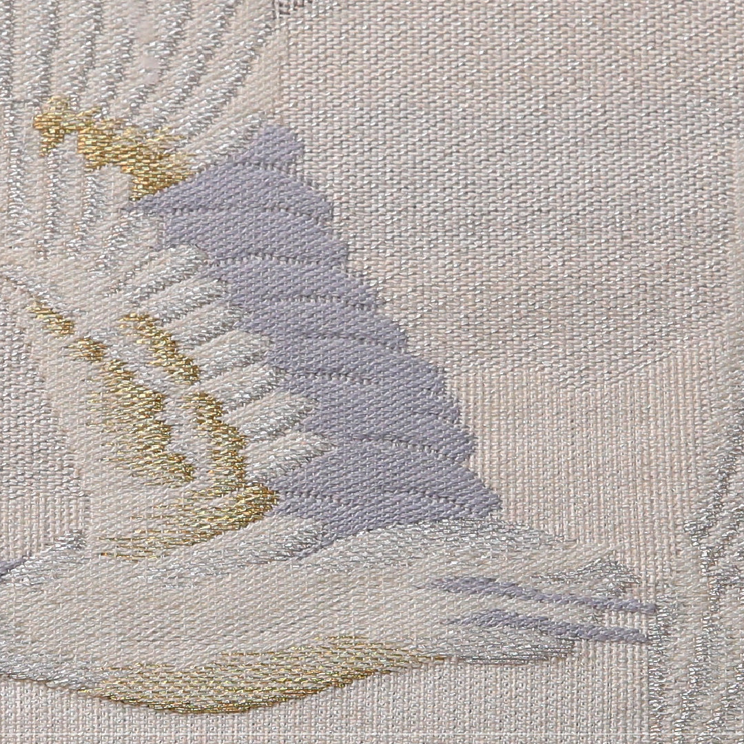 袋帯 帯丈428cm フォーマル ポイント柄 Aランク 正絹 鶴 雲 銀系 1223-01976