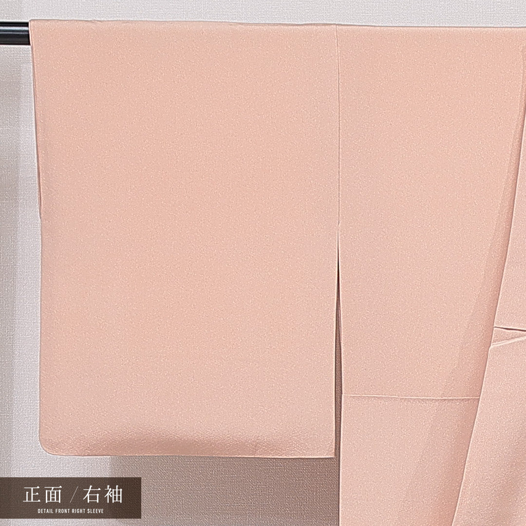 訪問着 袷 身丈155cm 裄丈60cm 正絹 Aランク Mサイズ 広衿 一つ紋（蔦） セミフォーマル 鶴 梅 落款 ピンク系 1212-15489