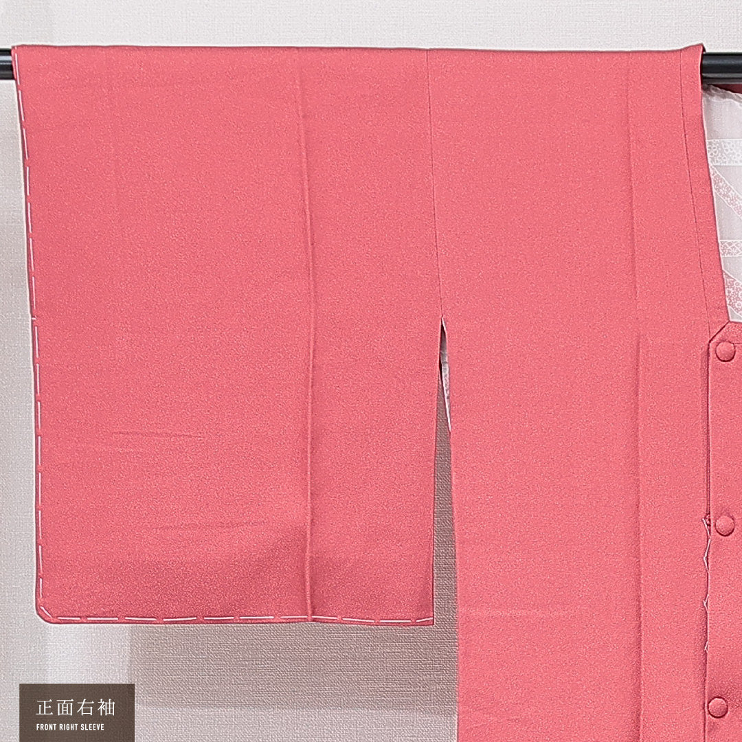 道行コート 単衣 身丈81cm 裄丈65cm 正絹 Sランク セミフォーマル Mサイズ ポケットあり 抱き茗荷 ピンク系 RP 1237-15183
