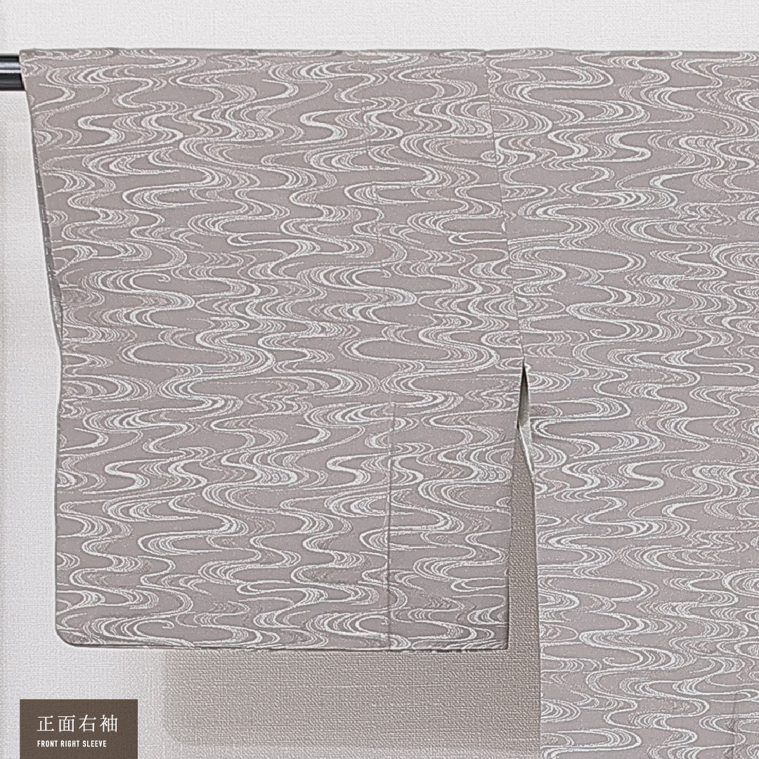 道行コート 袷 身丈77cm 裄丈61cm 正絹 Sランク Sサイズ フォーマル 流水 グレー系 1263-15133