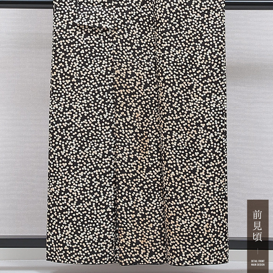 小紋 袷 身丈157cm 裄丈63cm 正絹 Cランク インフォーマル 広衿 Mサイズ ドット 黒系 LP 1221-16009