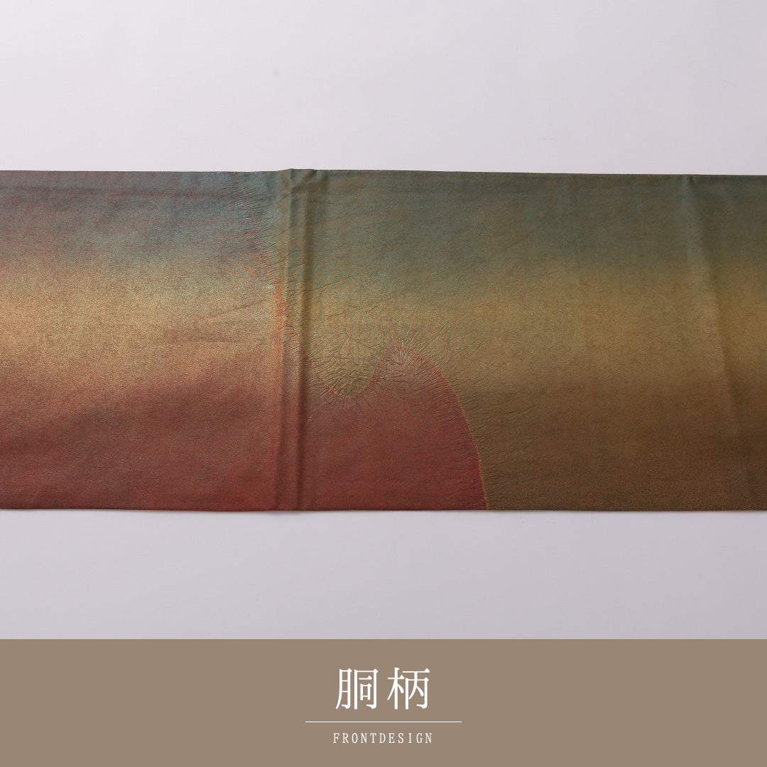 袋帯 帯丈460cm 正絹 全通 帯芯なし インフォーマル 創作柄 朱系 1243-01931