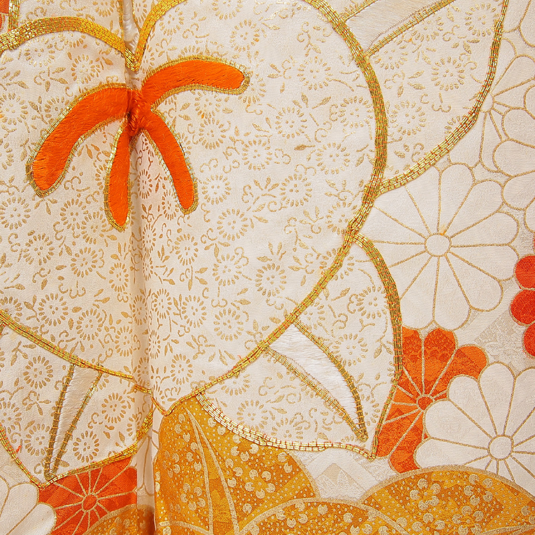 振袖 袷 身丈163cm 裄丈62cm フォーマル Cランク Lサイズ 正絹 広衿 橘 金駒刺繍 1213-F0687