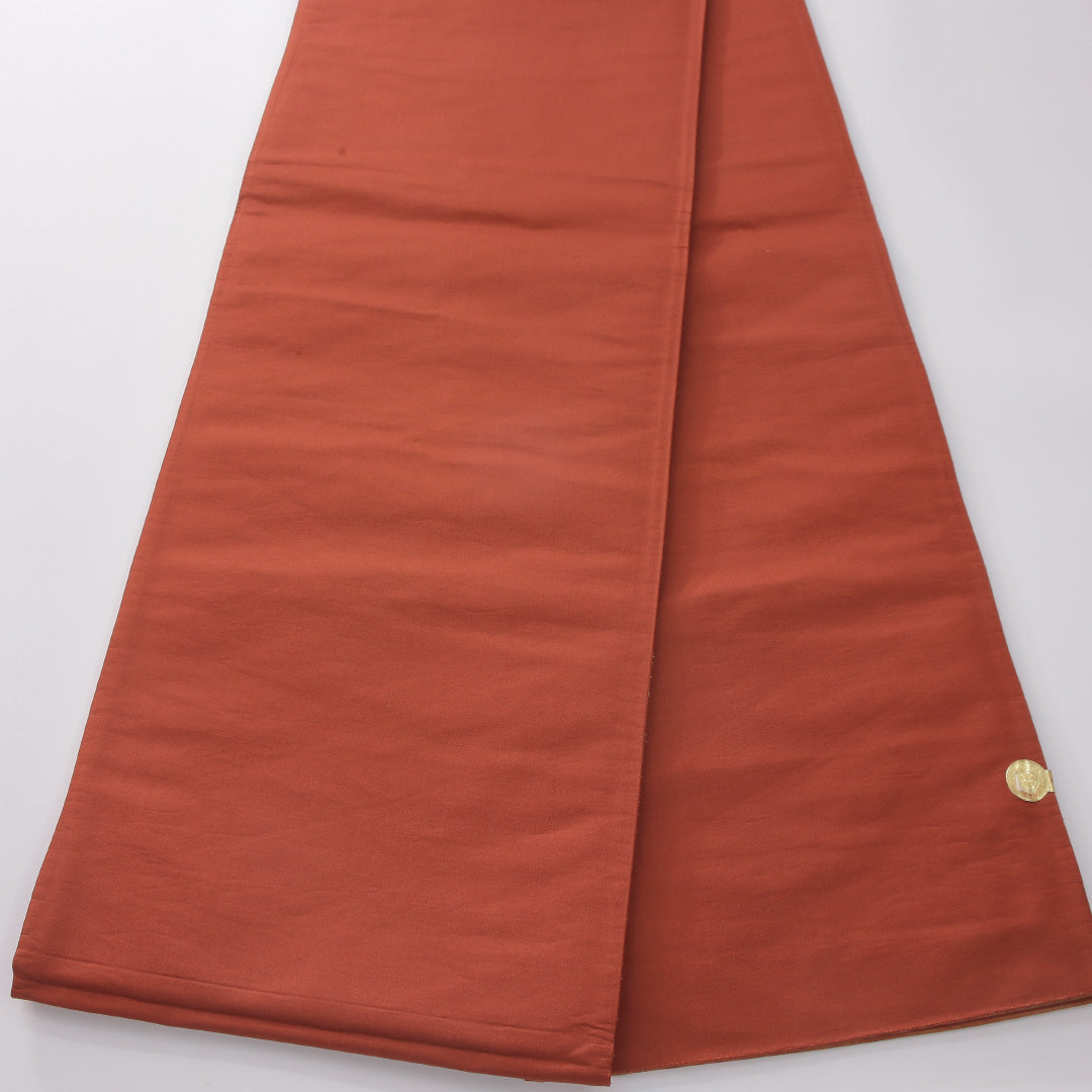 未使用品 袋帯 帯丈428cm 正絹 六通 インフォーマル ふくれ織 創作柄 証紙 朱系 1243-02289