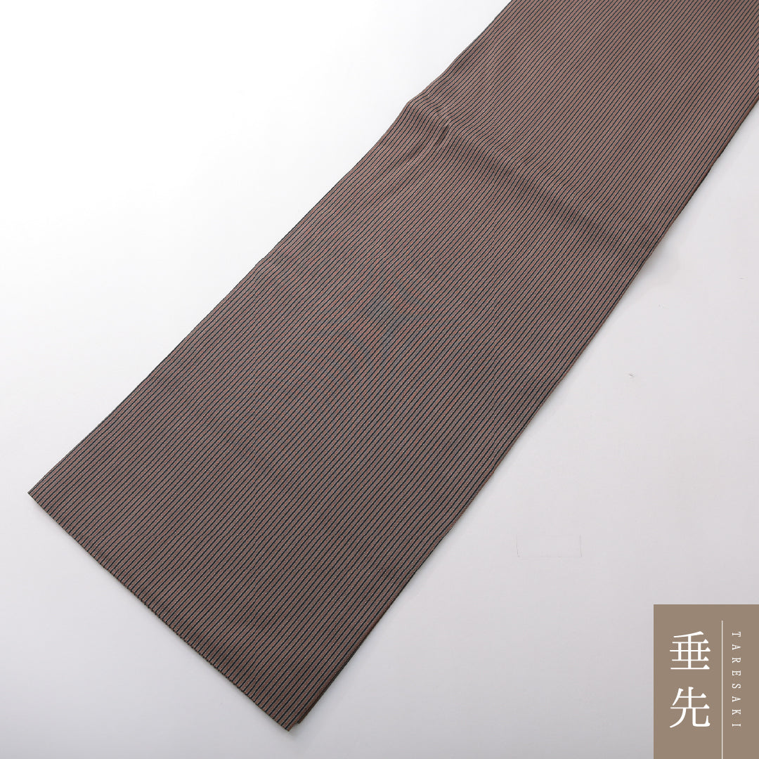 袋帯（紬） 帯丈448cm インフォーマル 全通 帯芯なし Sランク 正絹 縞 ベージュ系 1223-02130