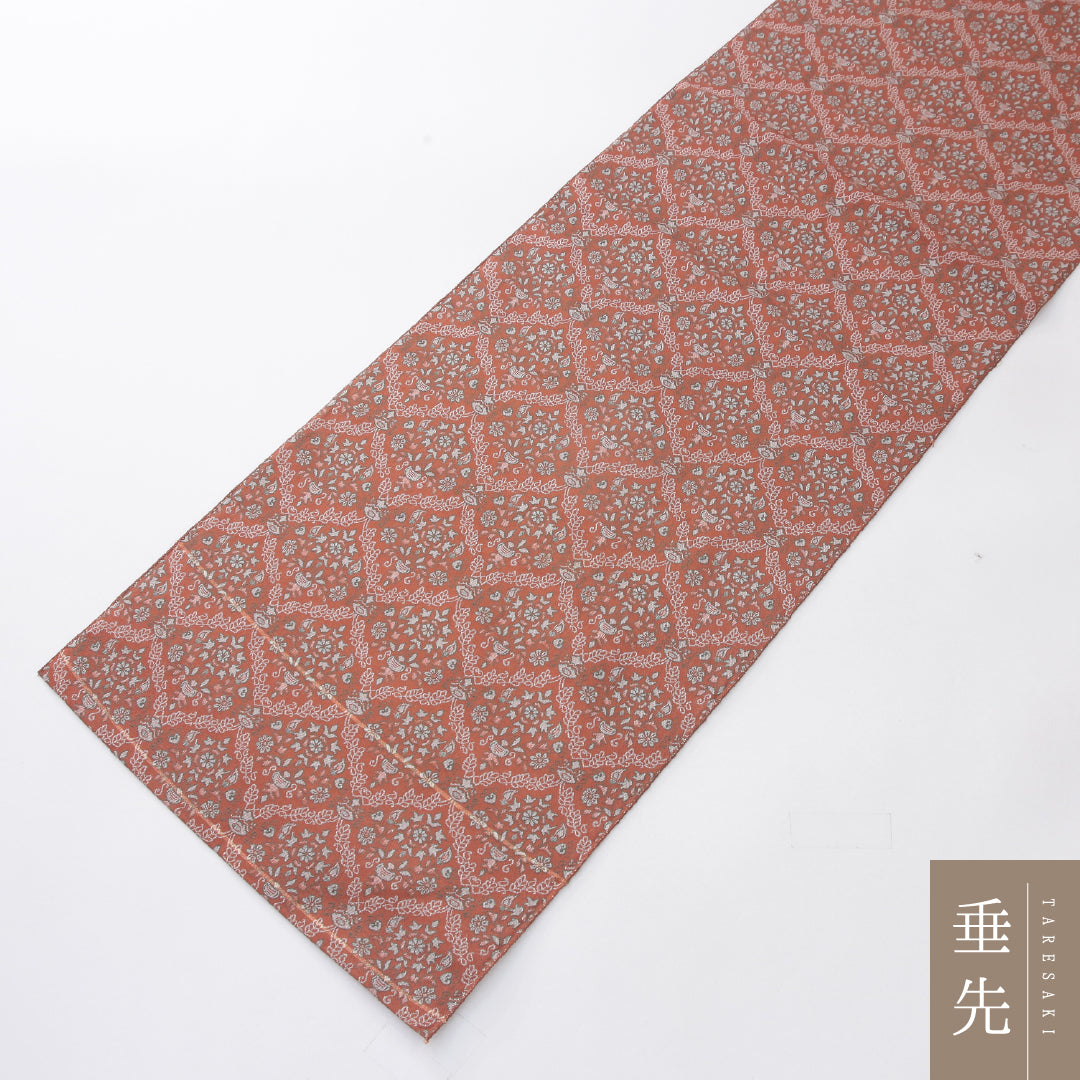 八寸名古屋帯 Aランク 帯丈350cm 正絹 全通 名古屋仕立て 織り カジュアル ペルシャ文様 朱系 LP 1245-04088