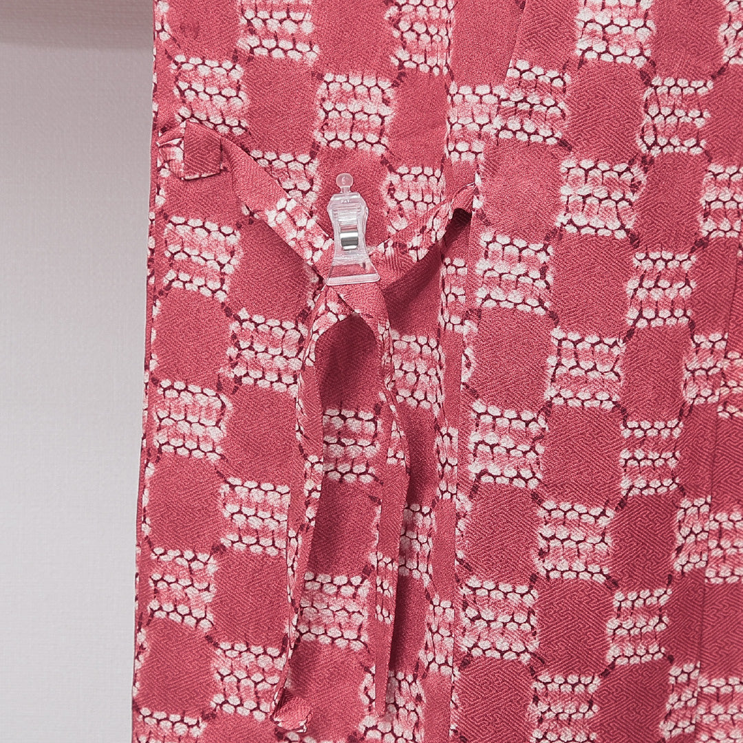 道中着 袷 身丈72cm 裄丈62cm 正絹 Aランク Sサイズ カジュアル 創作柄 ピンク系 1264-15122