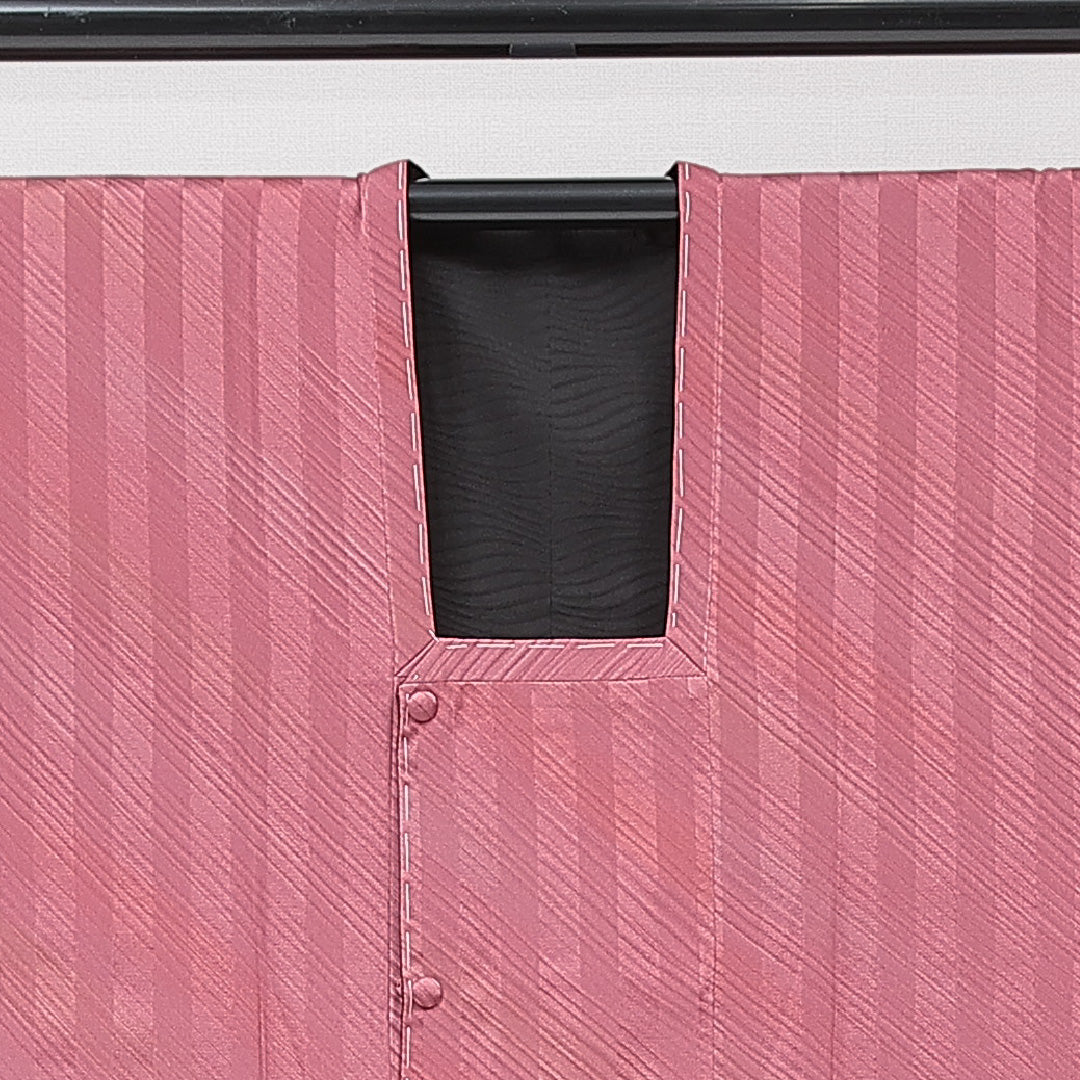 道行コート 袷 身丈83cm 裄丈65cm 正絹 Sランク Mサイズ フォーマル ポケットあり 縞 ピンク系 黒系 1263-15130