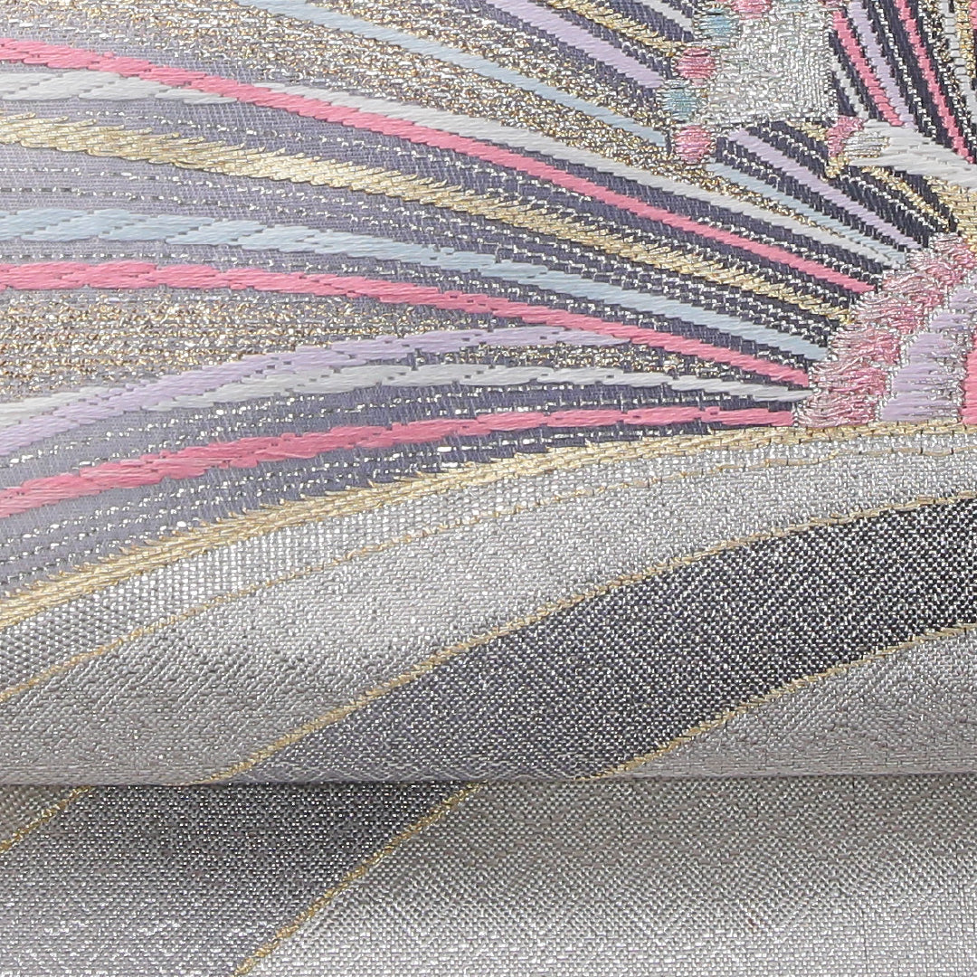 振袖用 袋帯 帯丈436cm 正絹 六通 帯芯なし 孔雀 金系 1243-02314