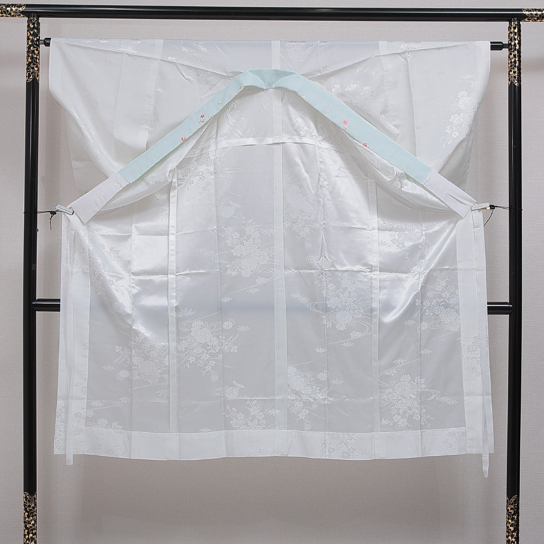 洗える着物 長襦袢 無双袖 身丈132cm 裄丈31cm ポリエステル Sランク XLサイズ 菊 白系 RP 1239-16618