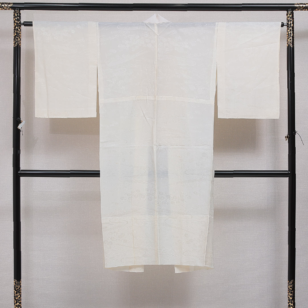 長襦袢 無双袖 身丈126cm 裄丈63cm 正絹 Cランク Mサイズ 流水 クリーム系 LP 1239-16504