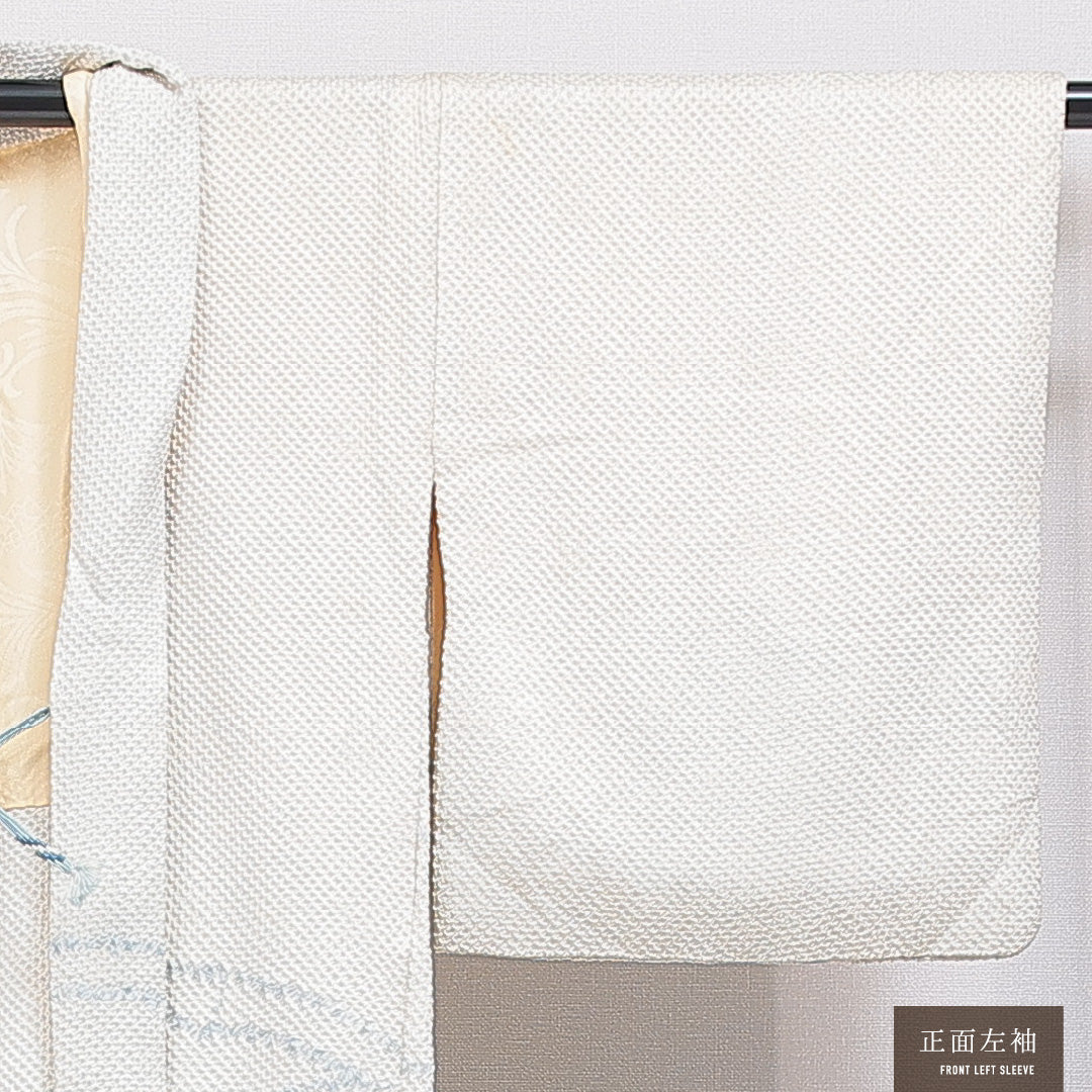 羽織 袷 身丈83cm 裄丈65cm 正絹 Cランク カジュアル Mサイズ 紐あり 笹 クリーム系 HP 1232-16836