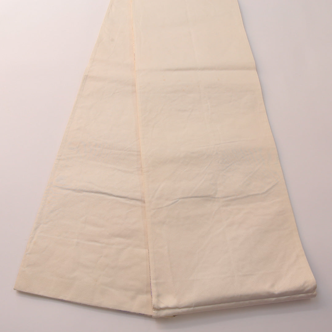 袋帯 帯丈428cm フォーマル 六通 Cランク 正絹 組紐 紗綾型 白系 銀系 1223-01901