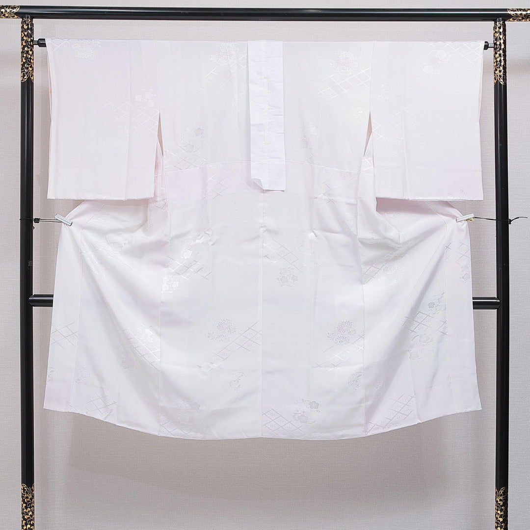 長襦袢 無双袖 身丈124cm 裄丈64cm 正絹 Sランク Mサイズ 菊 ピンク系 RP 1239-16465