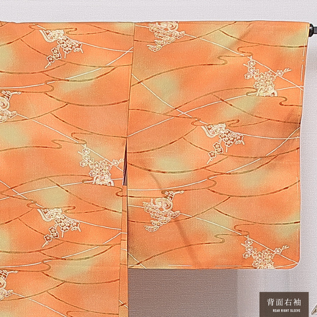 羽織 袷 身丈80cm 裄丈65cm 正絹 Aランク カジュアル Mサイズ ぼかし染 貝桶 梅 朱系 RP 1232-16191