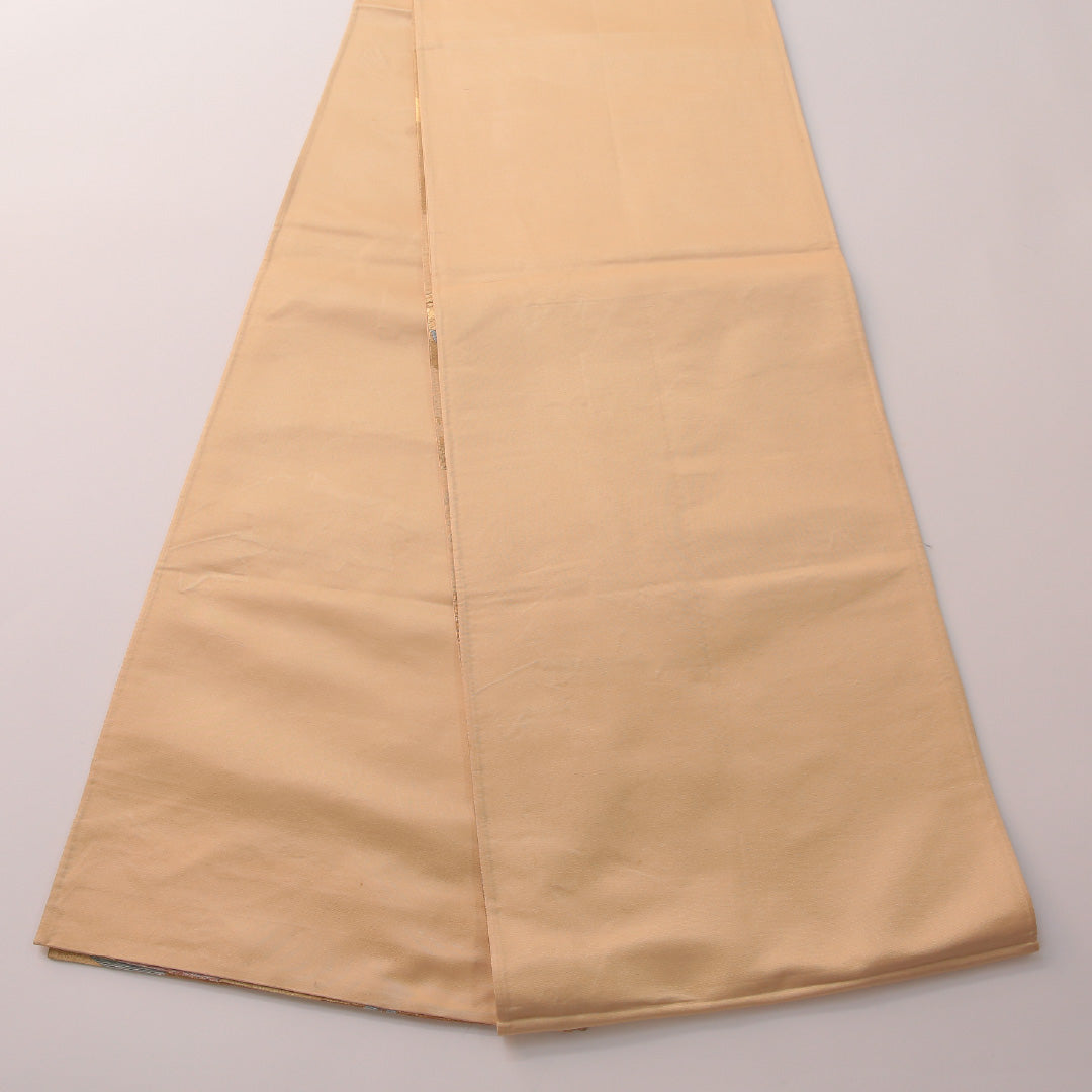 袋帯 帯丈408cm フォーマル 六通 Cランク 正絹 扇 紅葉 金系 1223-01887