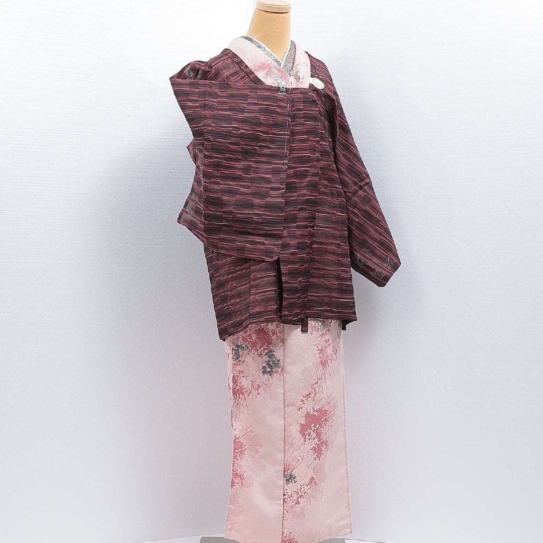 道行コート 夏物 洗える着物 夏物 身丈83cm 裄丈65cm ポリエステル Sランク Mサイズ フォーマル 抽象柄 紫系 1263-16200