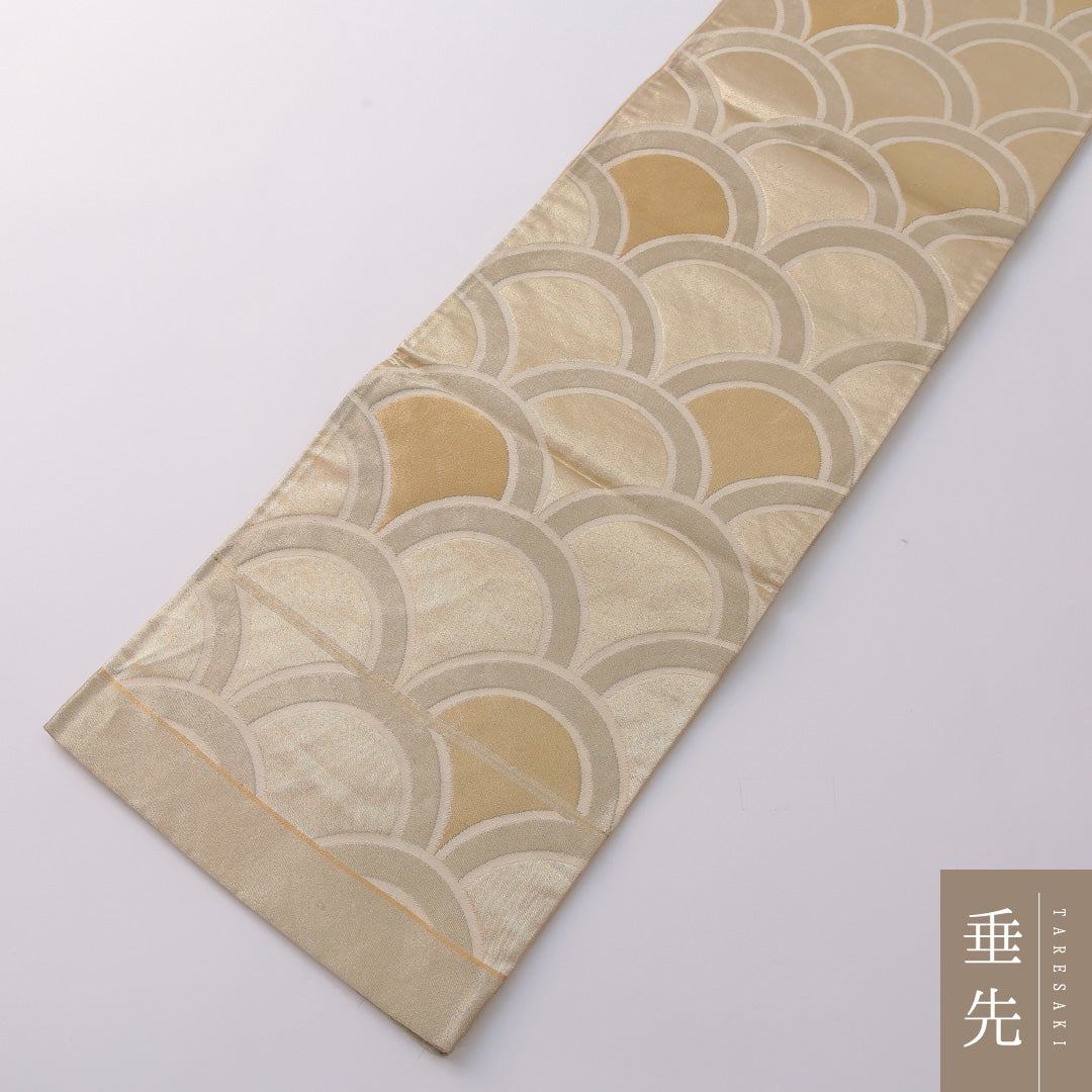 袋帯 帯丈416cm 正絹 全通 青海波 金系 1243-01928
