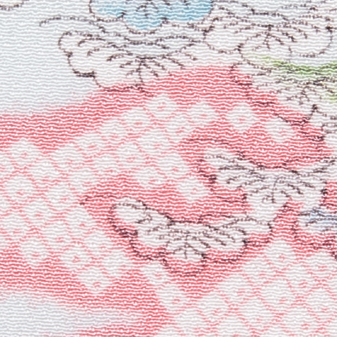 小紋 洗える着物 袷 身丈159cm 裄丈63cm ポリエステル Sランク Mサイズ 広衿 インフォーマル 菊 笠松 水色系 1215-15808