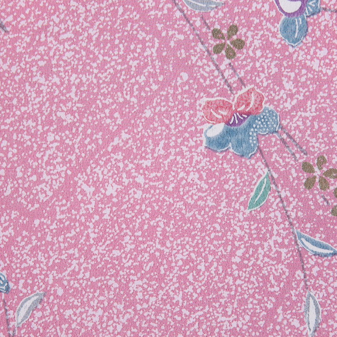 小紋 洗える着物 袷 身丈163cm 裄丈66cm ポリエステル Aランク Lサイズ 広衿 インフォーマル 桜 ピンク系 1215-15795