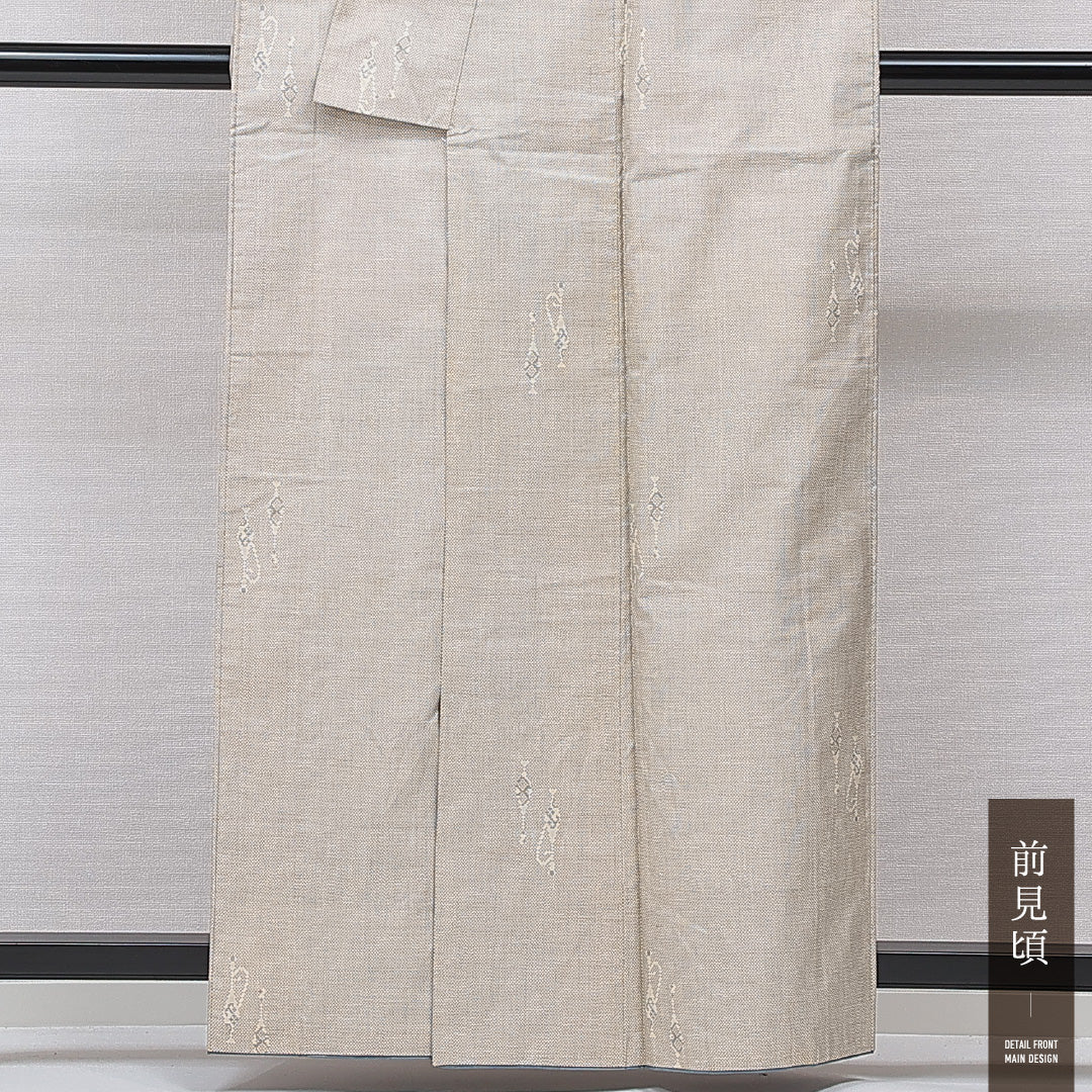 白大島紬 袷 身丈159cm 裄丈64cm 正絹 Cランク インフォーマル 広衿 Mサイズ 壺 白系 RP 1223-15480
