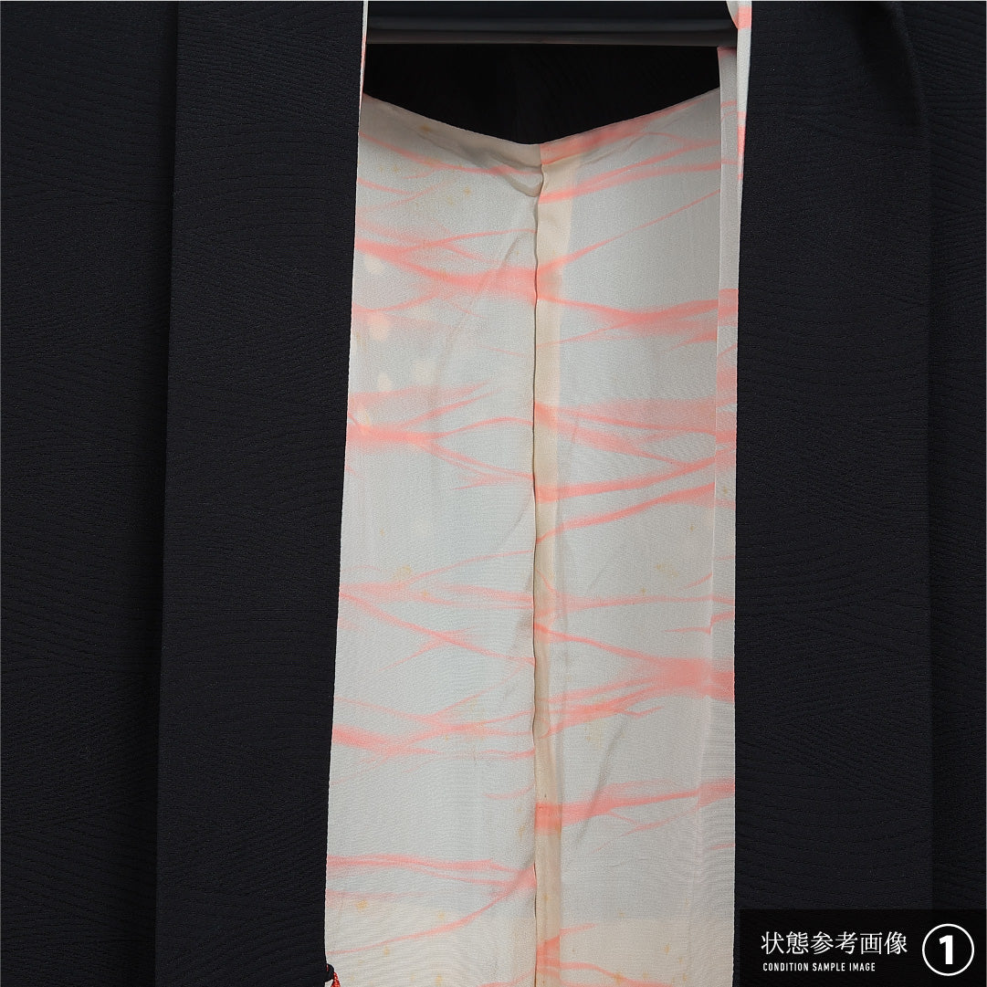 羽織 袷 身丈77cm 裄丈63cm 正絹 Aランク カジュアル Sサイズ 紐あり 山 黒系 RP 1232-16150
