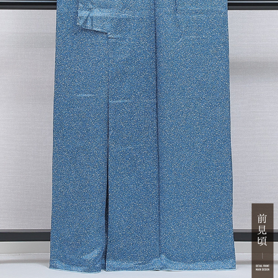 江戸小紋（大小霰） 洗える着物 袷 身丈164cm 裄丈66cm ポリエステル Sランク Lサイズ 広衿 インフォーマル 青系 1262-16278