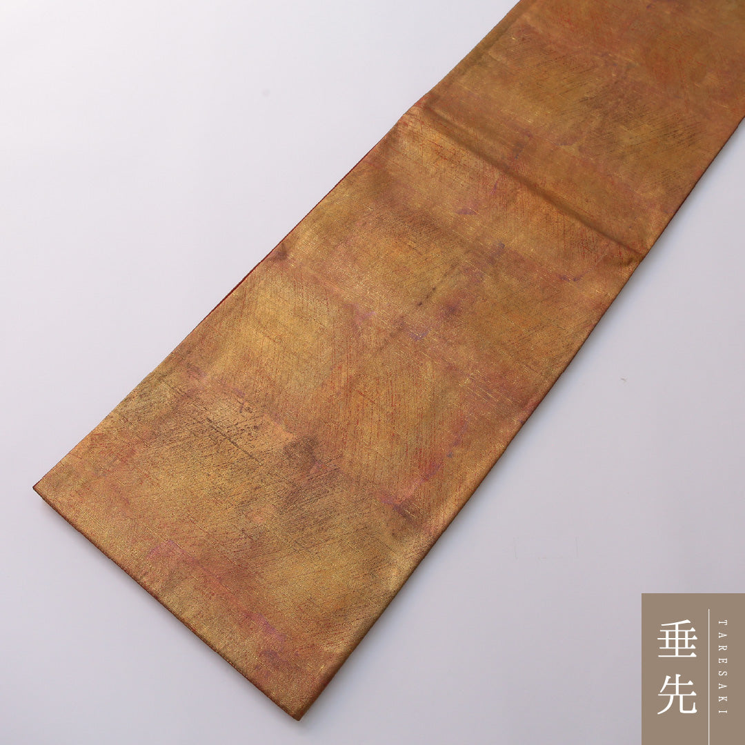袋帯 帯丈448cm 正絹 全通 帯芯なし インフォーマル 抽象柄 茶系 1243-01954