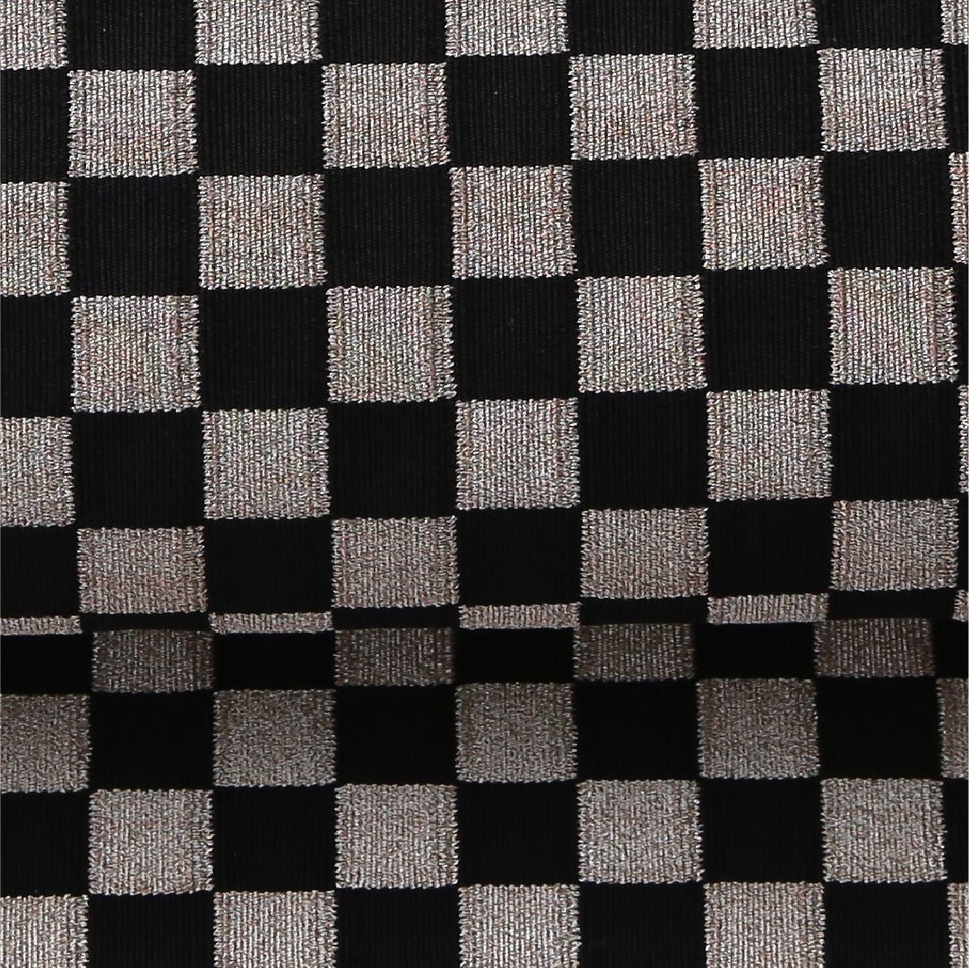 八寸名古屋帯 帯丈355cm カジュアル 松葉仕立て 六通 帯芯なし Cランク 正絹 市松 クリーム系 銀系 1224-03511